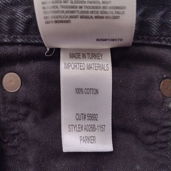 Agolde Parker Shorts 29 Washed Black Fray Rigid Denim Distressed Short Cutoffs - Picture 2 of 10